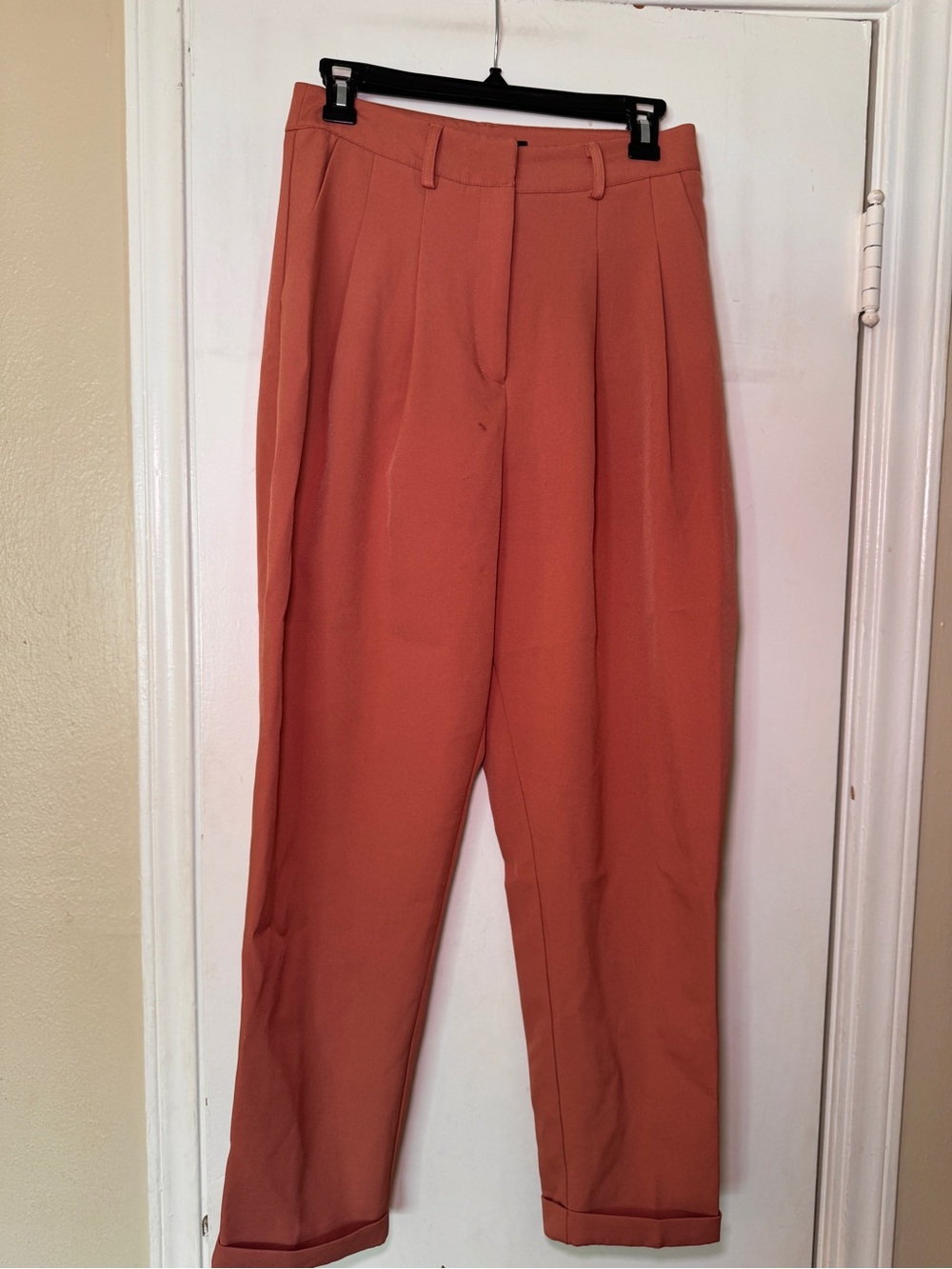 Nasty Gal Terracotta High-Waist Pleated Trousers